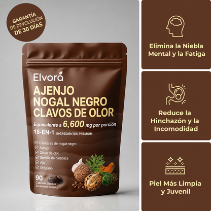 Elvora® | Elimina Parásitos Ocultos y Larvas con Ajenjo, Nogal Negro y Clavo de Olor