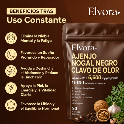 Elvora® | Elimina Parásitos Ocultos y Larvas con Ajenjo, Nogal Negro y Clavo de Olor
